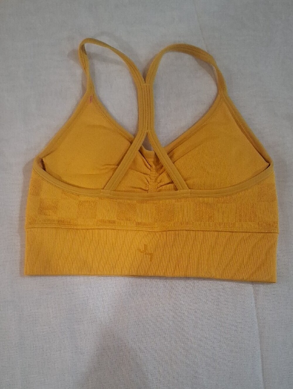 JoyLab Yellow Checker Ruched Racerback Sports Bra Size XS - Picture 3 of 9
